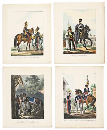 (RUSSIAN MILITARY UNIFORM.) Group of 11 hand-colored lithographed plates from